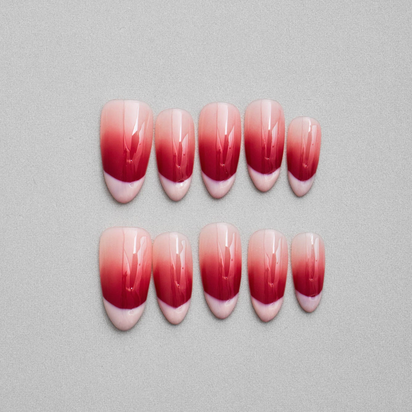 Veloria Beauty "Flirtatious Charm" Oval Shaped Handmade Press On Nails - Featuring elongated French tips and an elegant oval shape, blending classic sophistication with playful charm