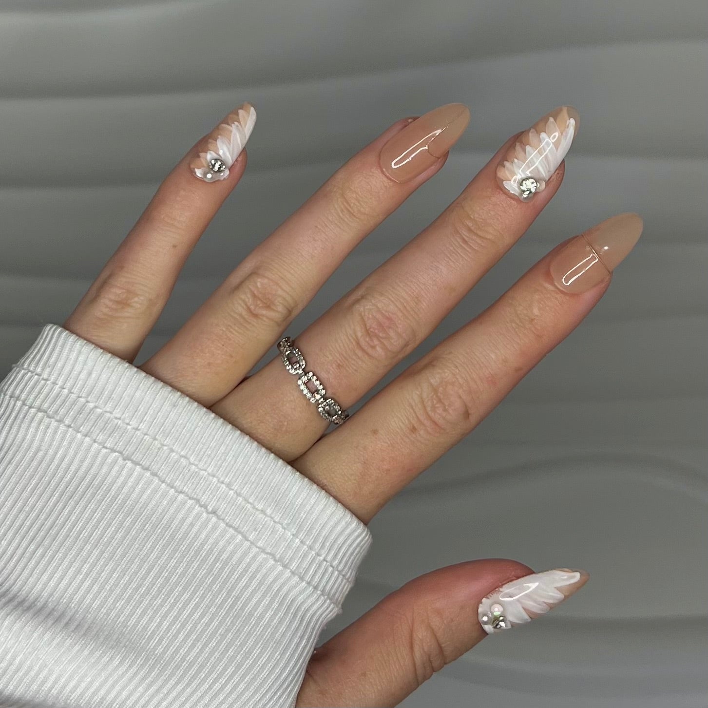 Champagne Flowers | Handmade Press On Nails