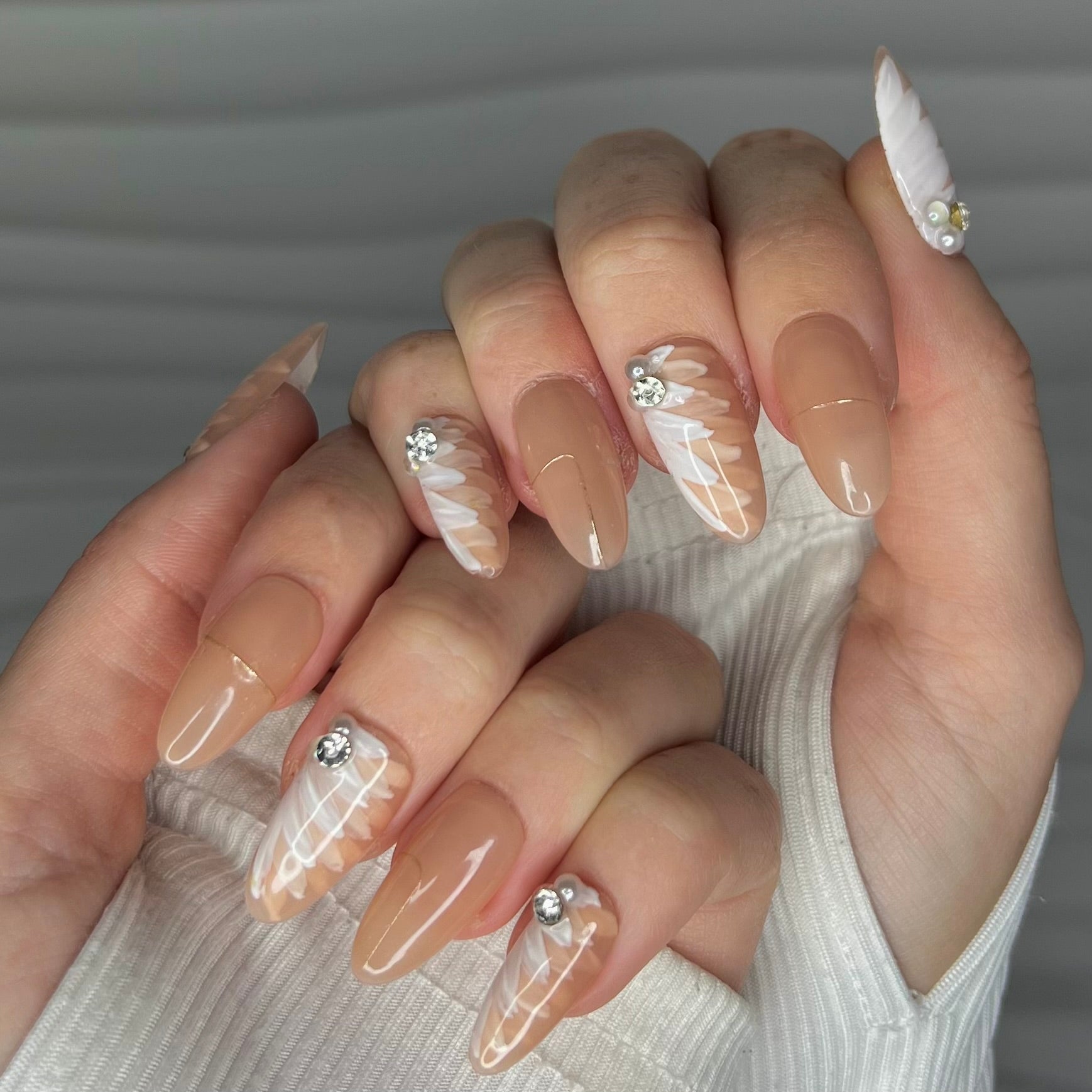 Champagne Flowers | Handmade Press On Nails