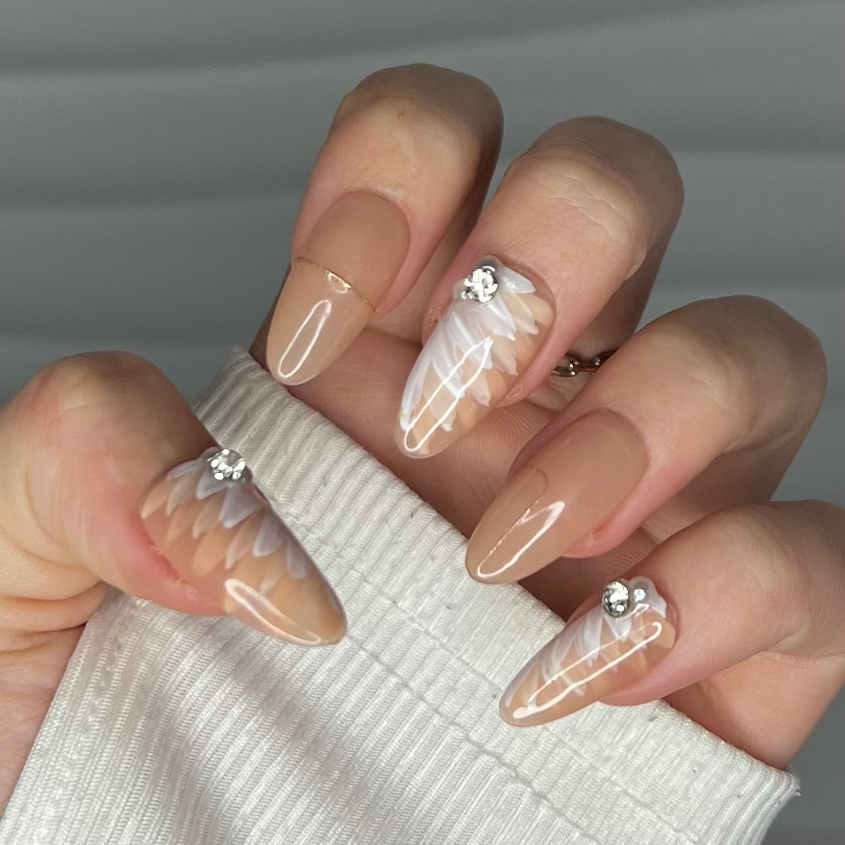 Champagne Flowers | Handmade Press On Nails